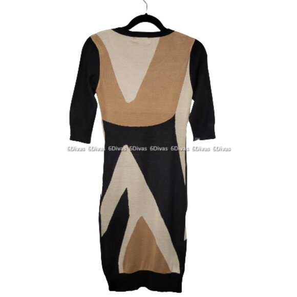 𝅺BLACK and Brown Body Con Sexy Sweater  Dress  Sizes M     L     XL   - NWT - Picture 2 of 6